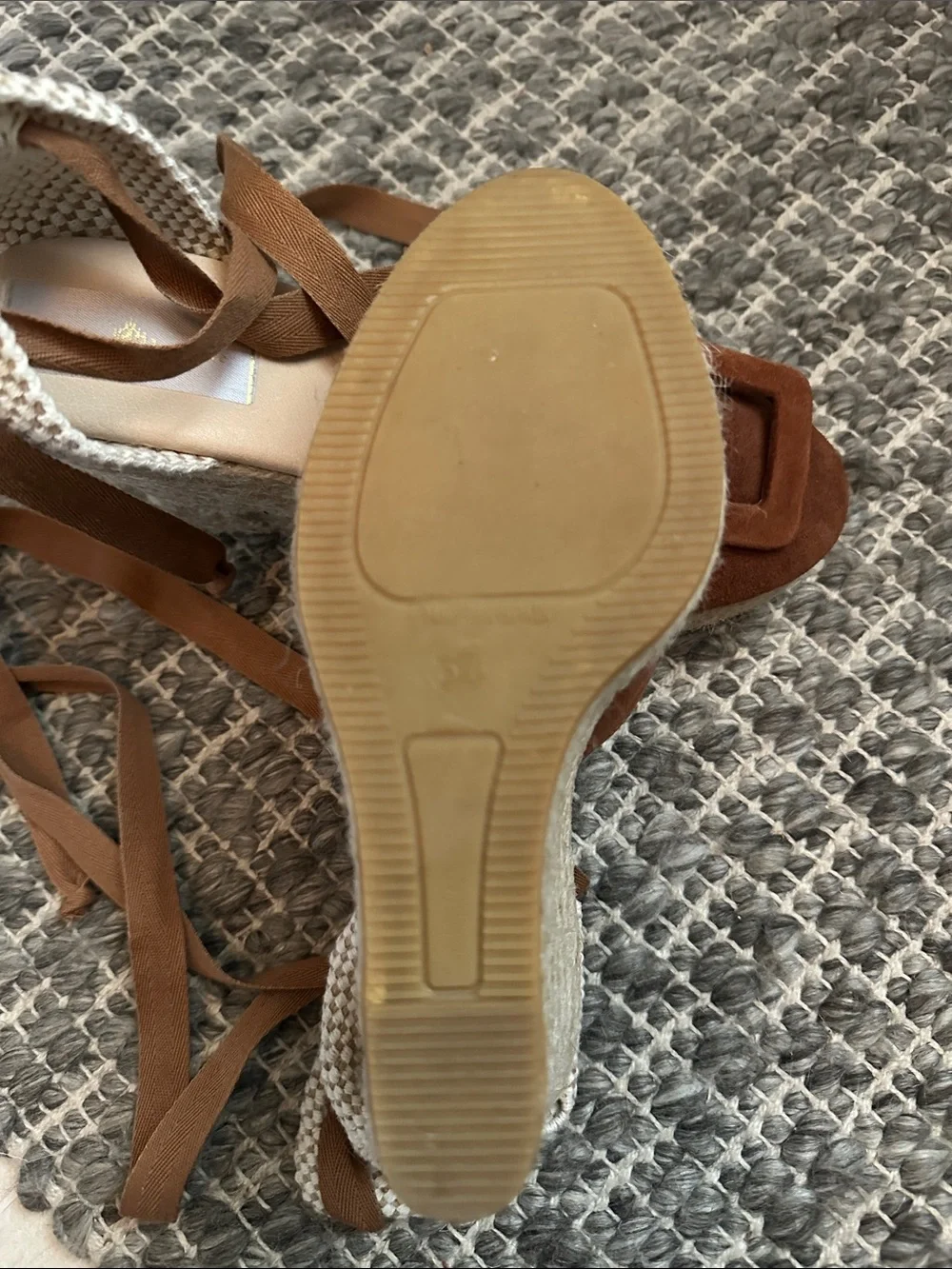 Suede Brown Espadrille wedges with Ankle Tie